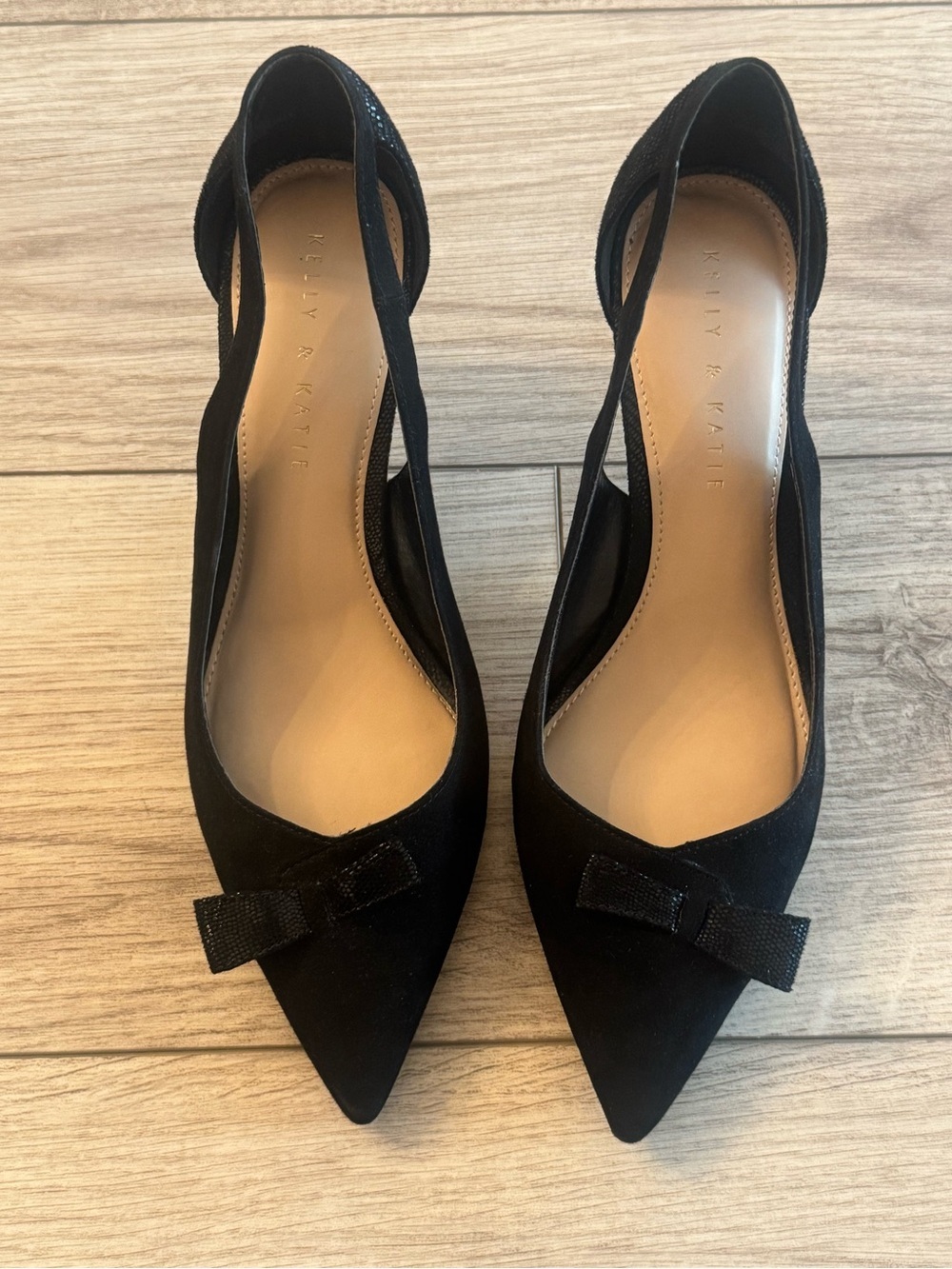 Kelly & Katie Black Pointed Toe Bow Stiletto Heels Pumps Size 9 - Picture 3 of 6